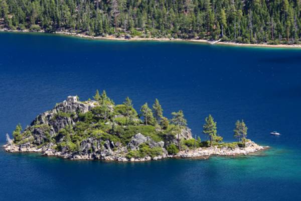 Island in the middle of Emerald Bay in Lake Tahoe.