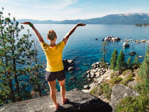 Woman On Hike At Lake Tahoe