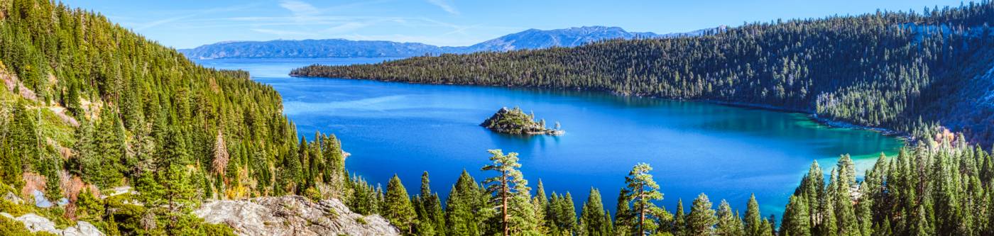 Emerald Lake State Park at South Lake Tahoe in California at Midday in the Summer