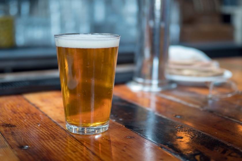 beer glass on bar